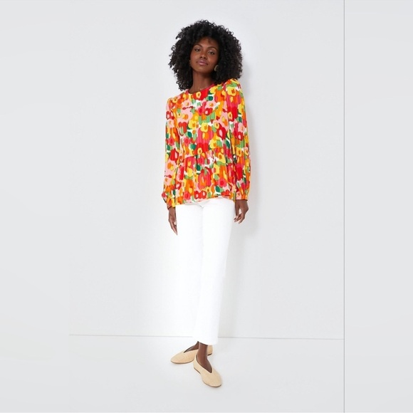 Tuckernuck Pomander Place Magnolia Watercolor Carlota Blouse Top size Medium - Picture 4 of 10